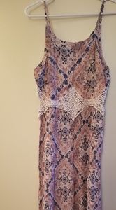 Long Maxi Patterned Dress with Keyholes
